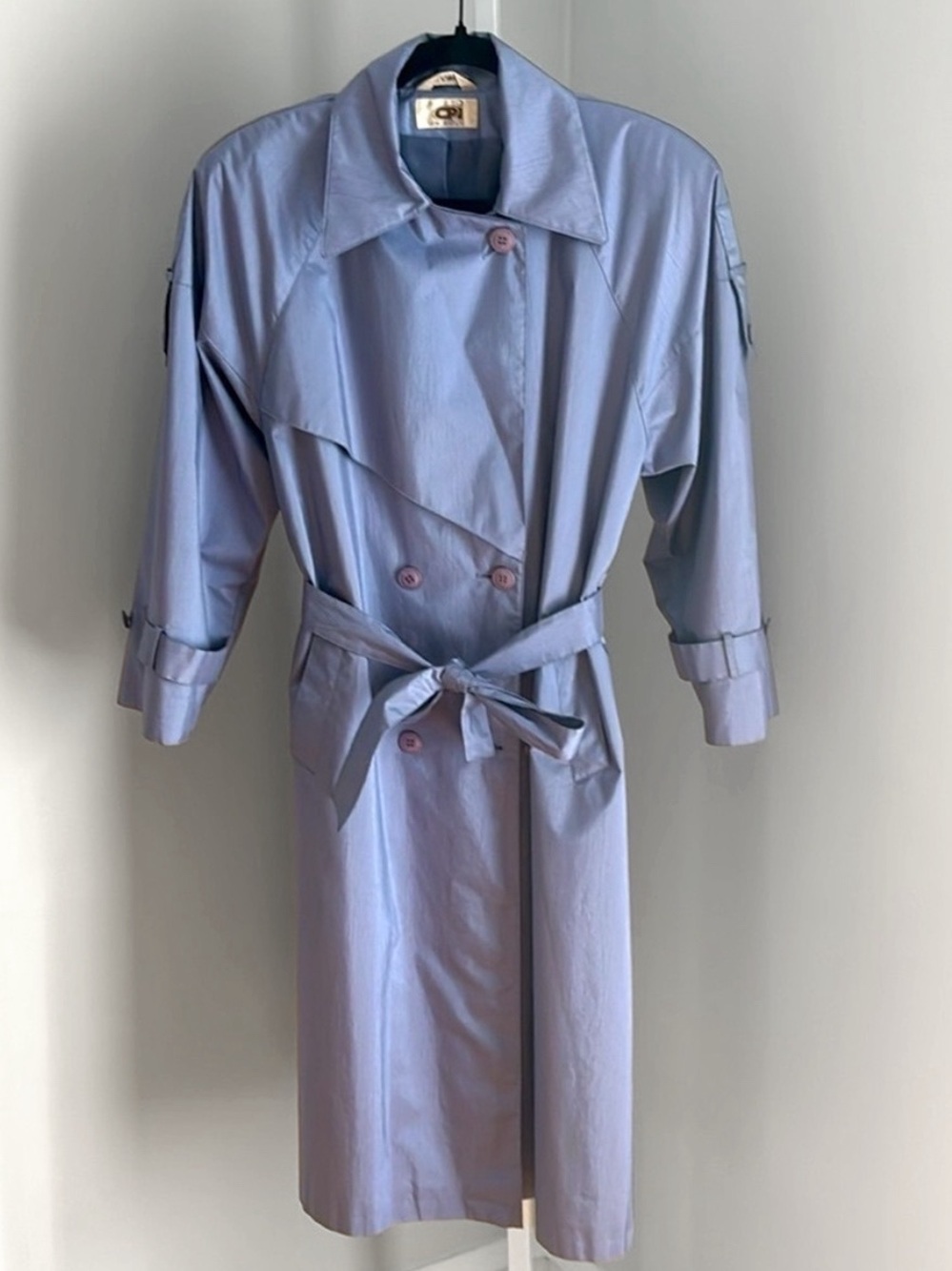Vintage CPI Central Park International Iridescent Belted Trench Coat Size 10P